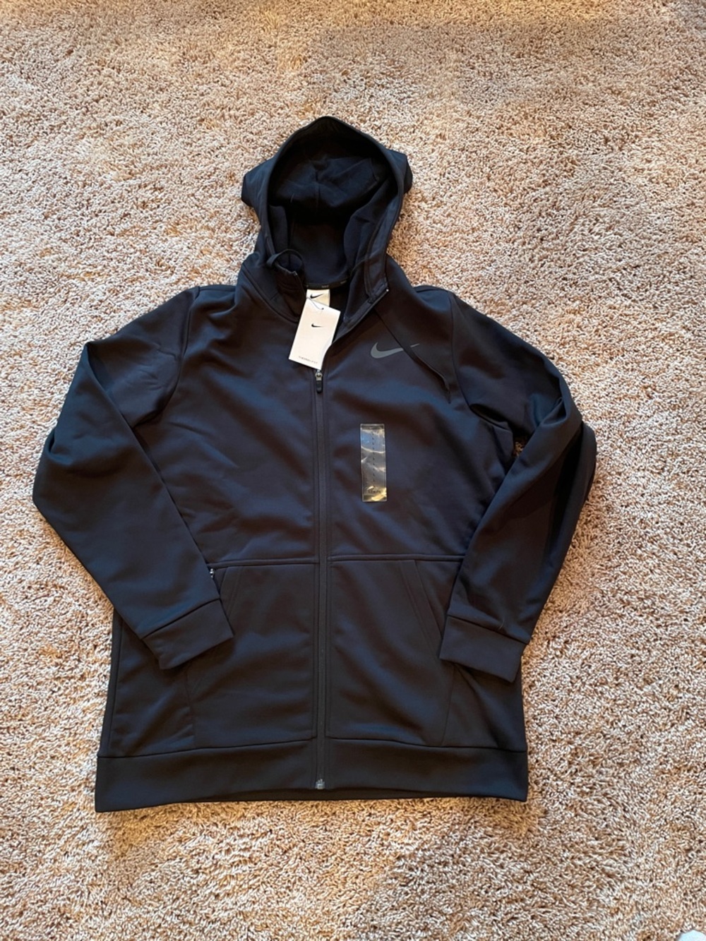 NWT Nike Black Full-Zip Hoodie with Subtle Swoosh size large